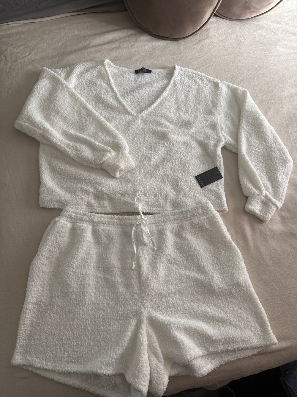 Eloquii White Fuzzy V-Neck Top